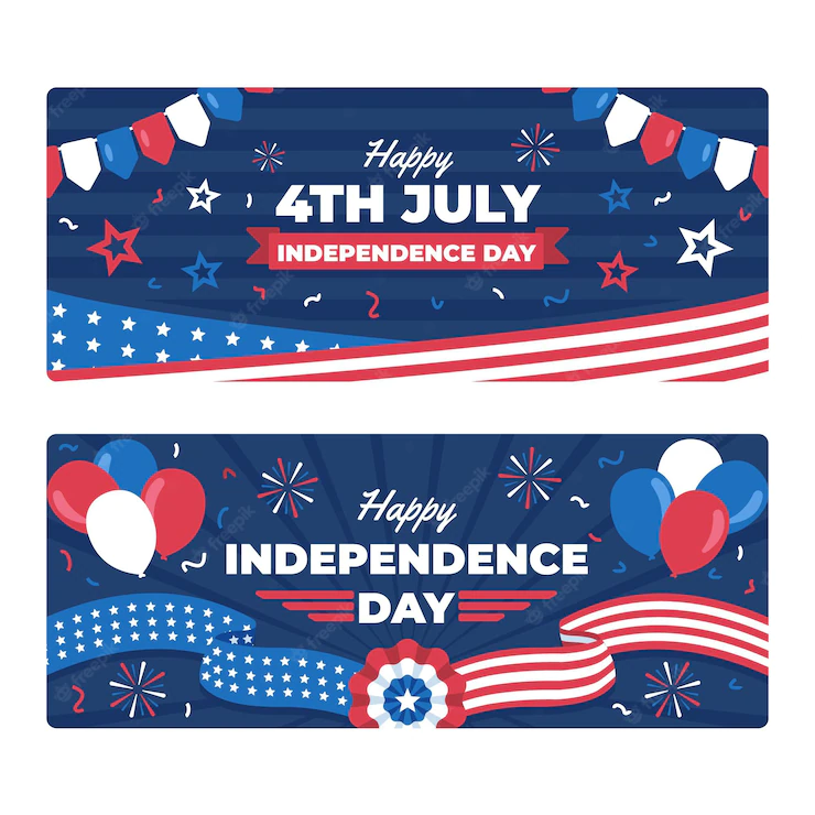Flat 4th July Independence Day Banners Set 23 2148986793