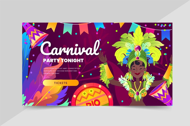 Flat Brazilian Carnival Horizontal Banner 23 2149223852