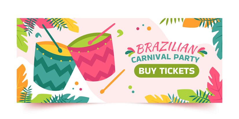 Flat Brazilian Carnival Horizontal Banner 23 2149232606