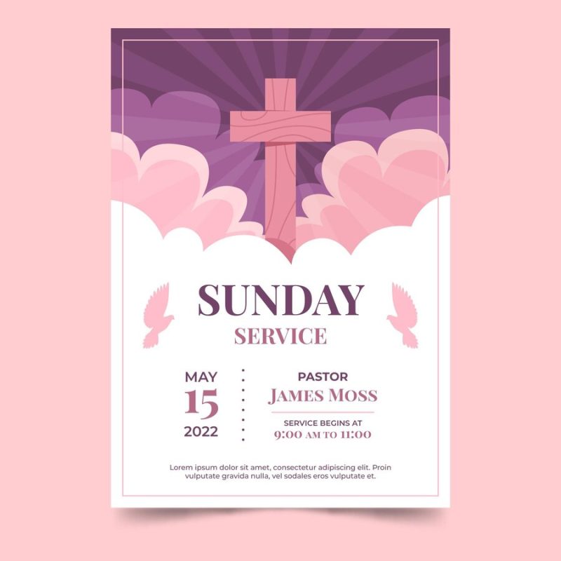 Flat design church flyer ready to print Free Vector