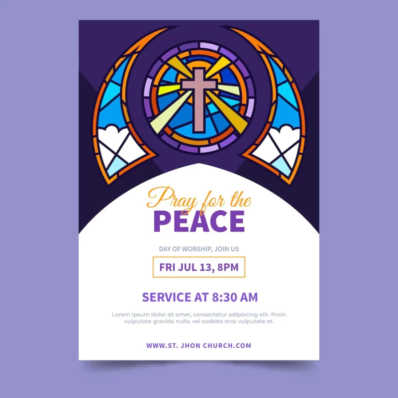 Flat design church flyer ready to print Free Vector