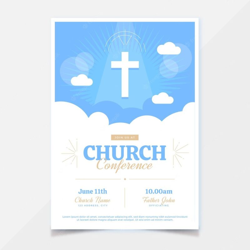 Flat design church flyer template Free Vector