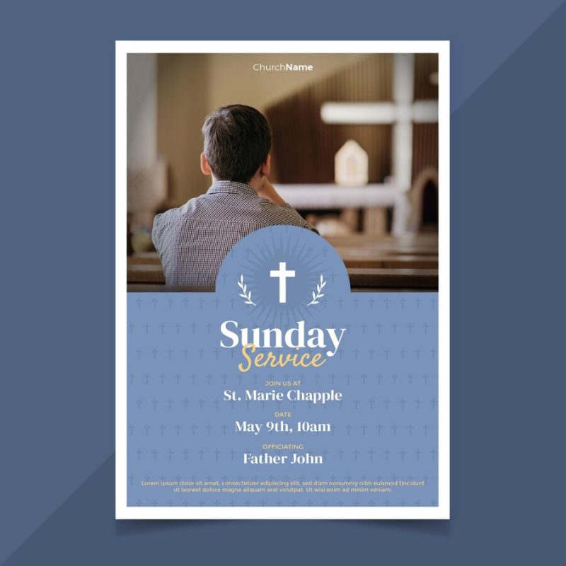 Flat design church flyer template Free Vector