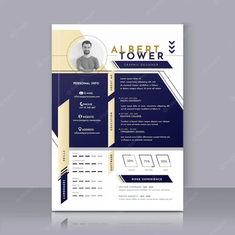 Flat design curriculum vitae template Free Vector