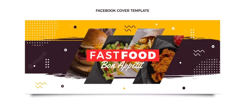 Flat design food Facebook and Instagram cover Free Vector