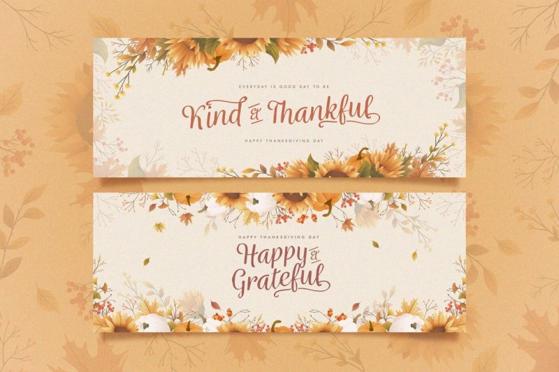 Flat design thanksgiving banners Free Vector