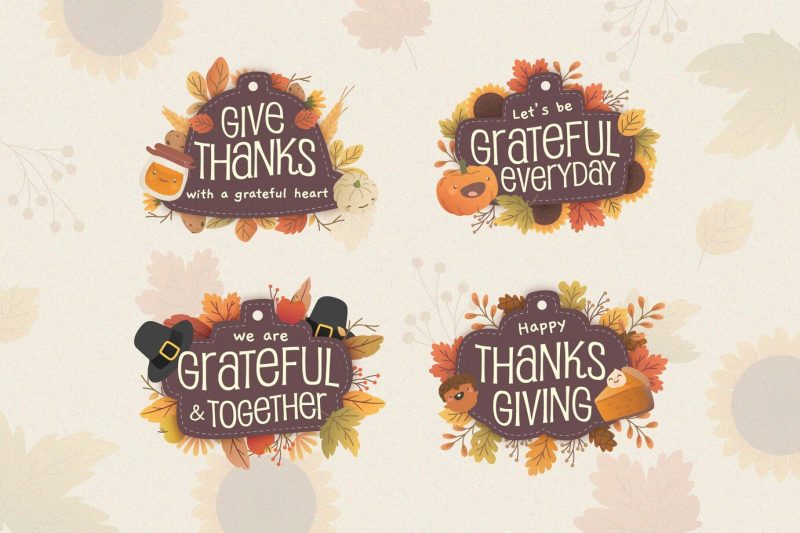 Flat design thanksgiving label collection Free Vector