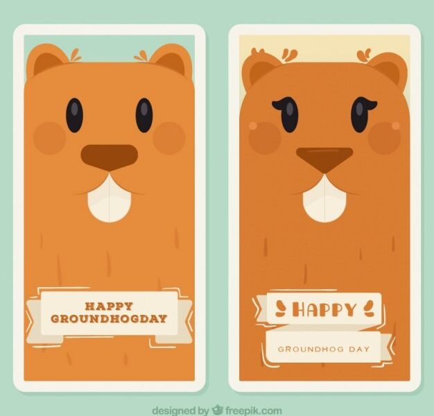 Flat groundhog day banners Free Vector