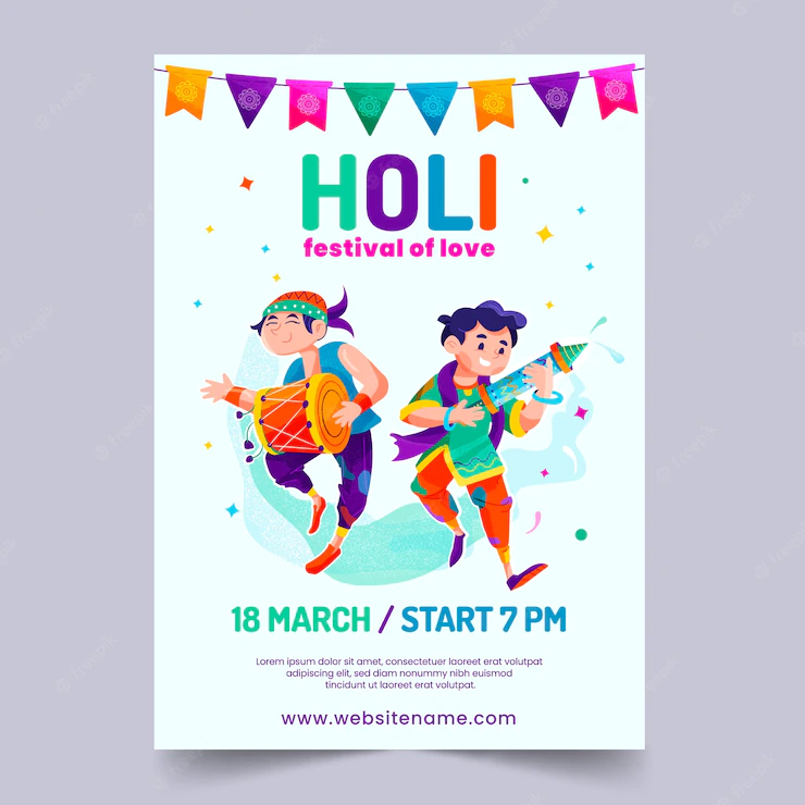 Flat Holi Vertical Flyer Template 52683 81762