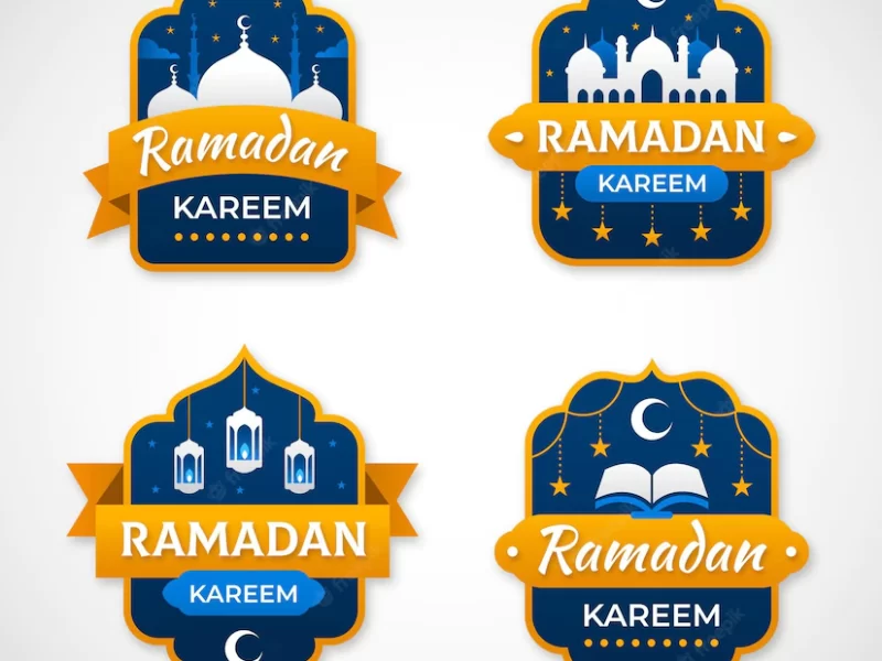 Flat ramadan badge collection Free Vector