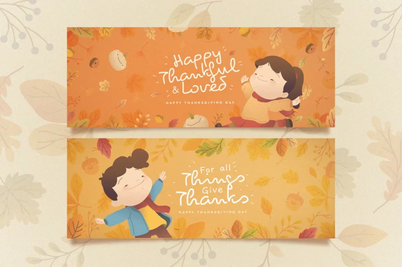 Flat thanksgiving banners Free Vector