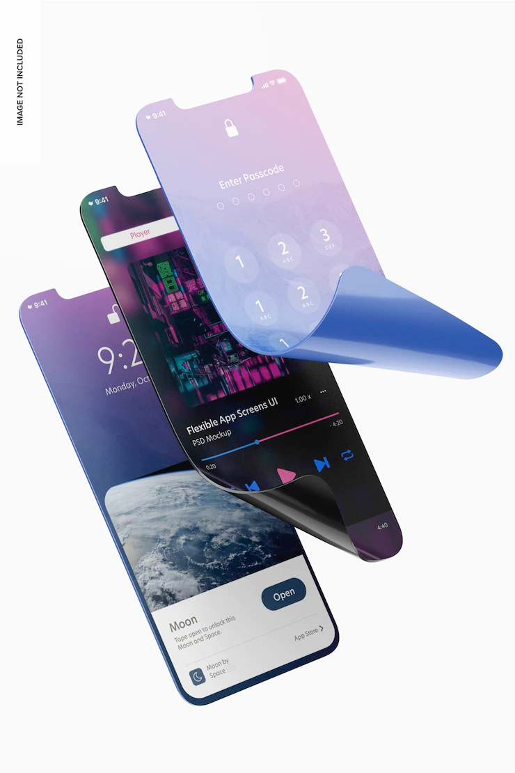 Flexible App Screen Ui Mockup Floating 1332 12476