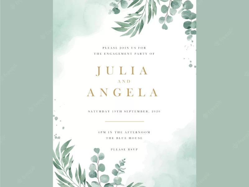 Floral engagement wedding invitation template Free Vector