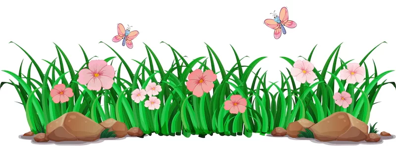 Flower and grass for decor Free Vector