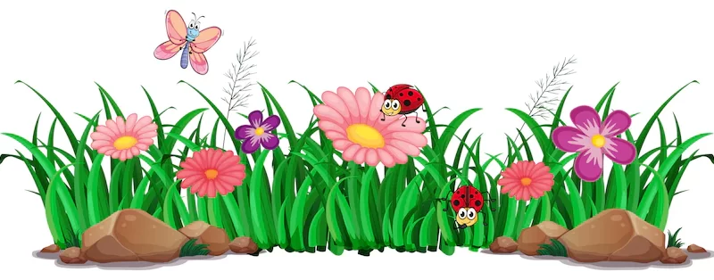 Flower and grass for decor Free Vector