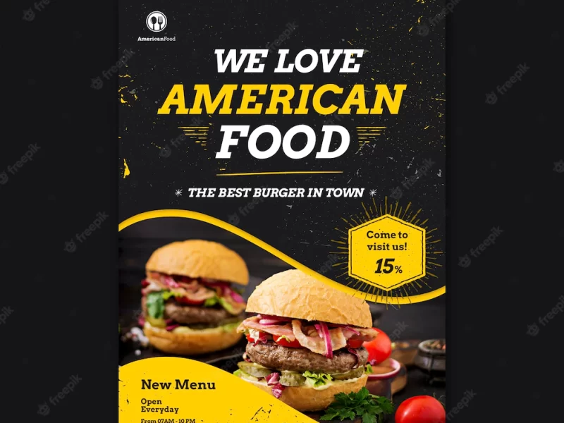 Flyer design american food Free Psd