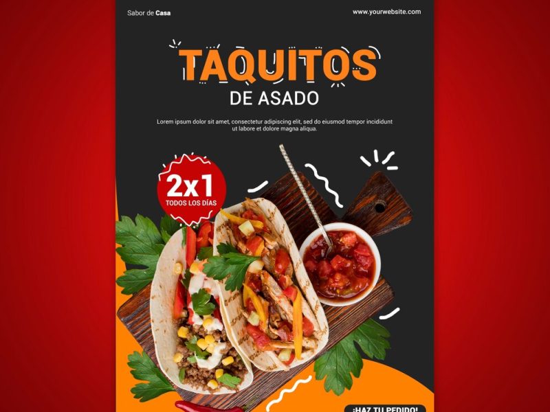 Food flyer and poster template design Free Psd