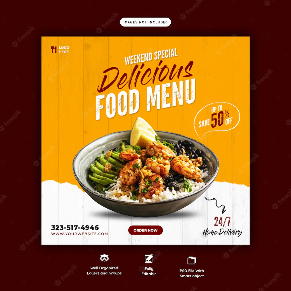 Food Menu Restaurant Social Media Banner Template 120329 1748