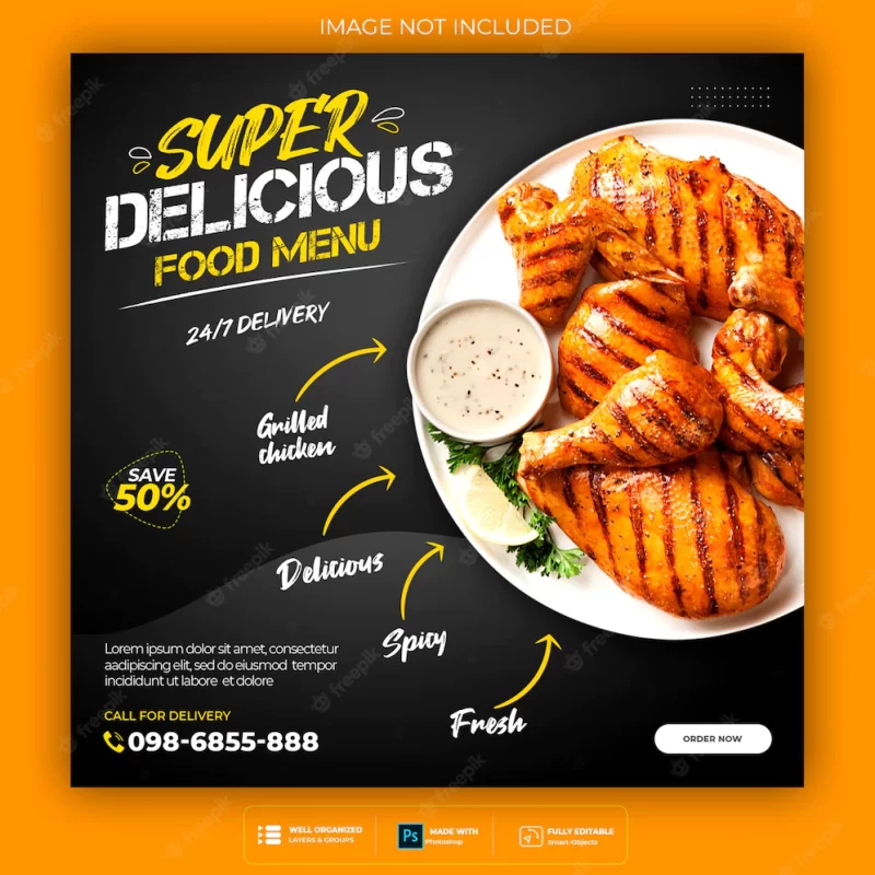 Food social media banner post template Free Psd