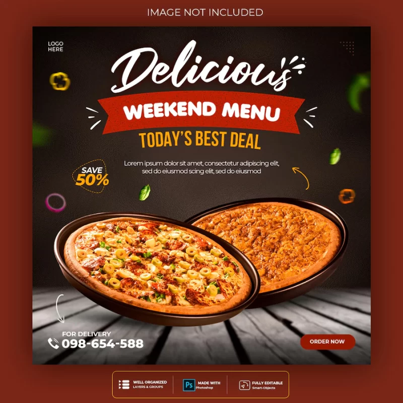 Food social media promotion and instagram banner post design template Free Psd