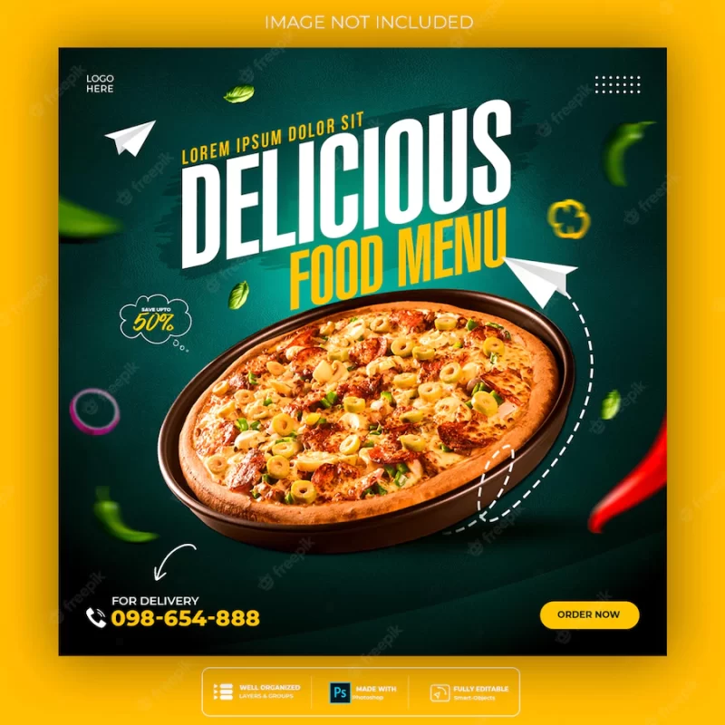 Food social media promotion and instagram banner post design template Free Psd