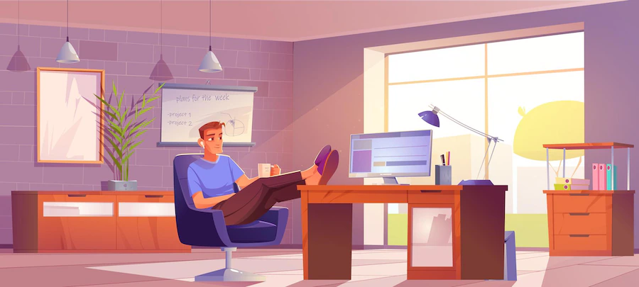 Freelancer Home Office Relaxed Man Workplace 107791 7295