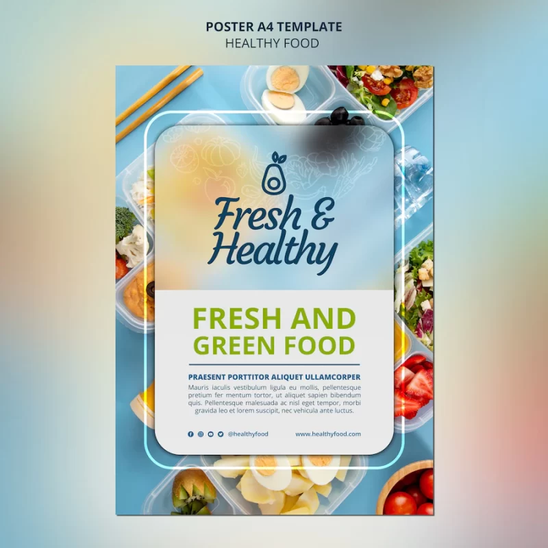 Fresh and healthy food poster template Free Psd