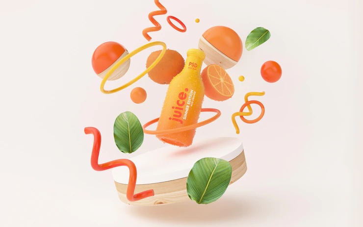 Fresh Orange Juice Mockup Summer Scene 1361 2506