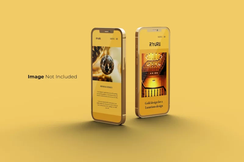 Full screen gold smartphone mockup design Free Psd