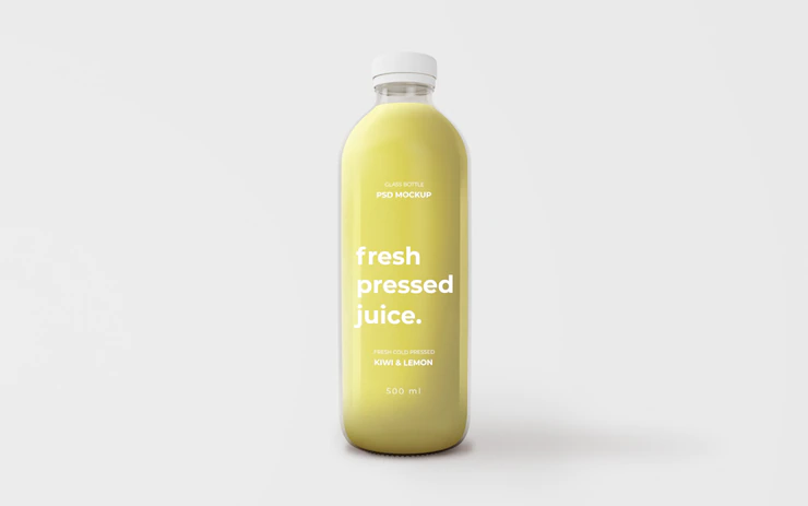 Fully Editable Green Juice Glass Bottle Mockup 1361 2500