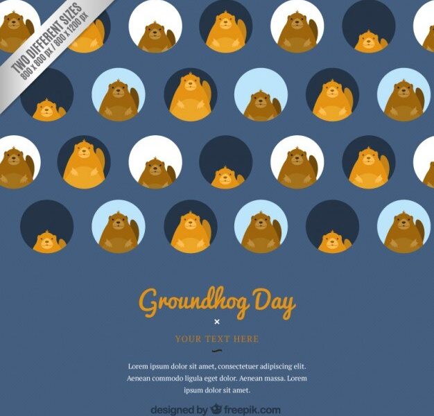 Funny groundhog day background Free Vector