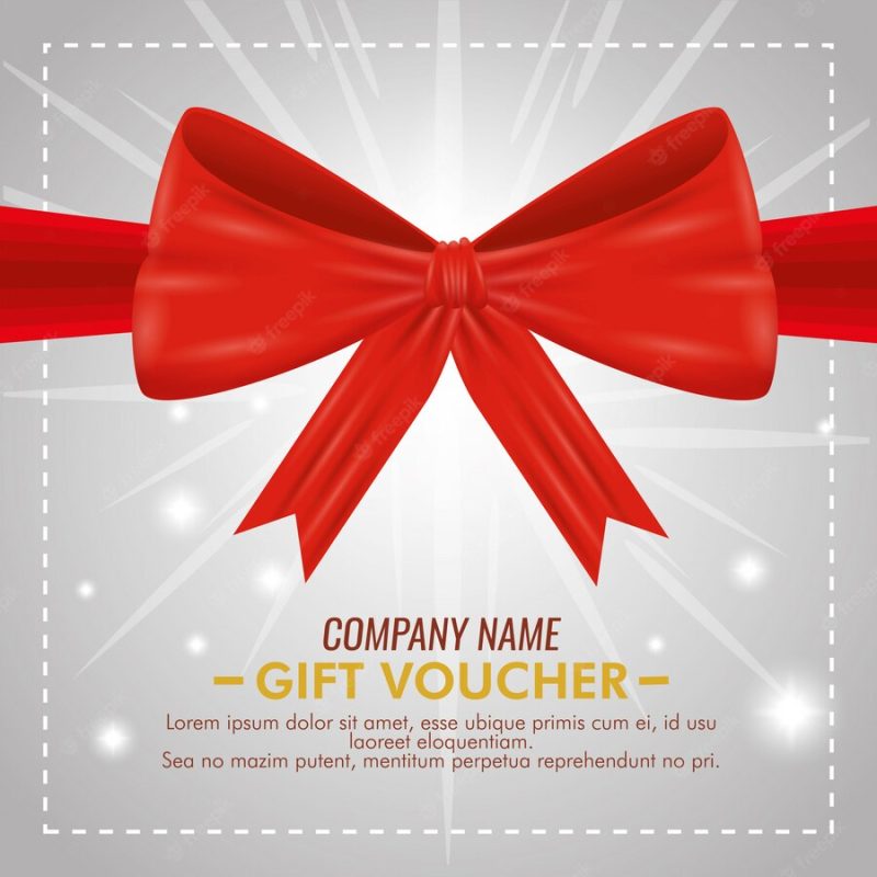 Gift coupon card with ribbon bow Free Vector