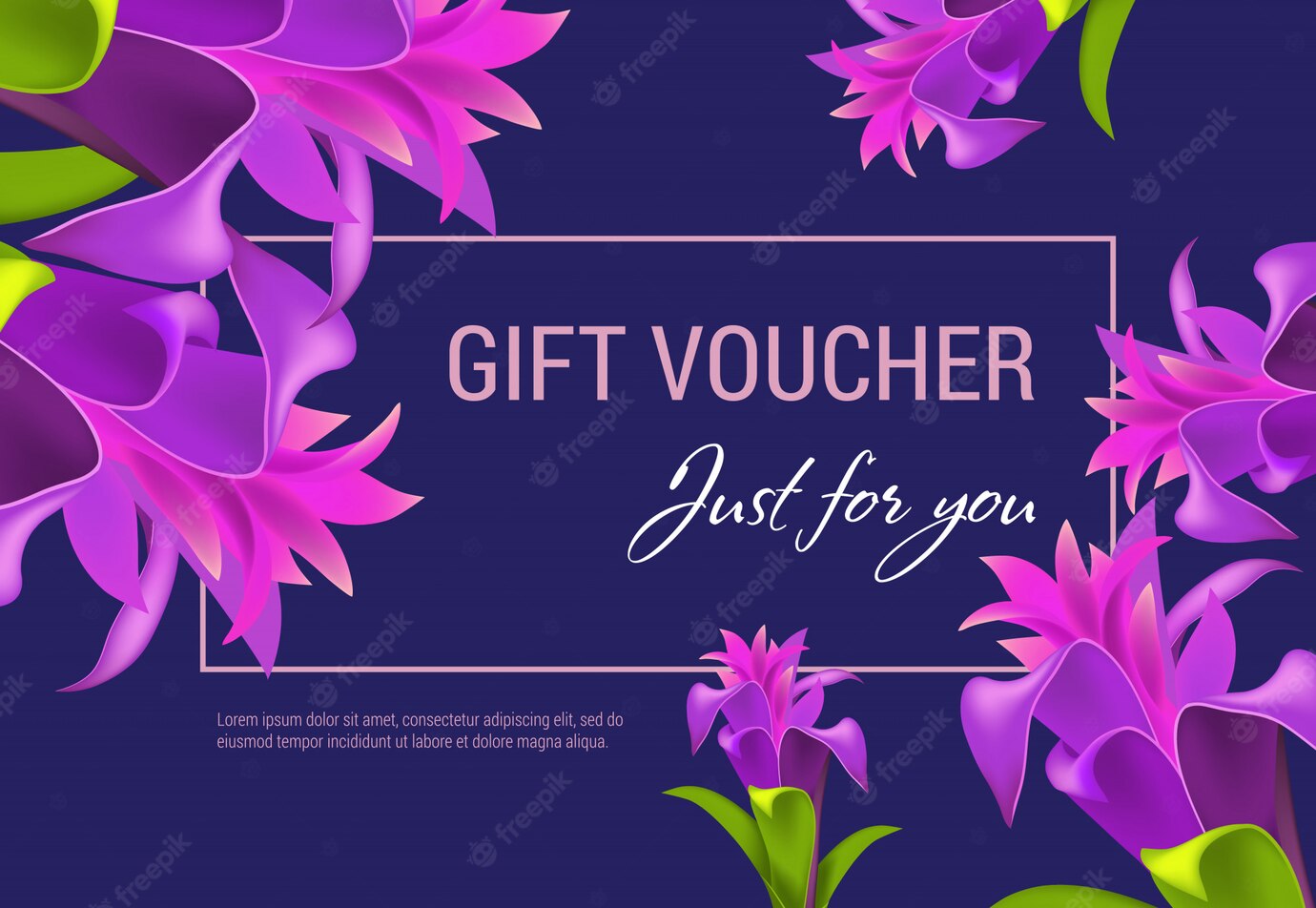 Gift Voucher Just You Lettering Frame With Purple Flowers 1262 13772