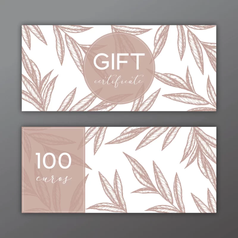 Gift voucher template with hand drawn illustrations Free Vector