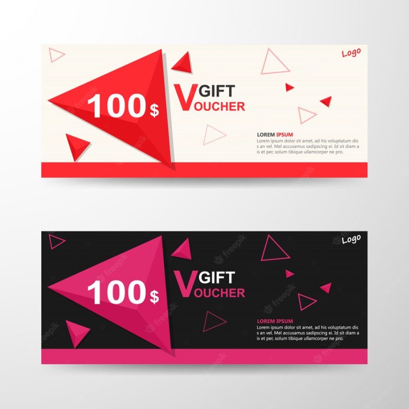 Gift voucher template with triangular shapes Free Vector