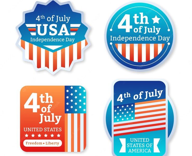Gradient 4th of july – independence day labels collection Free Vector