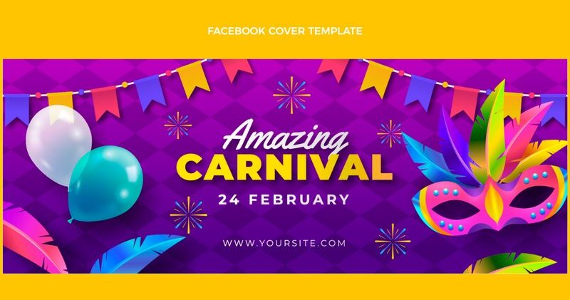 Gradient carnival social media cover template Free Vector