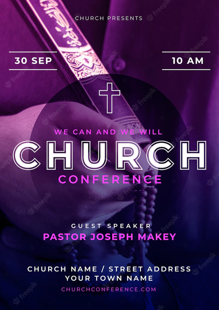 Gradient church flyer template with photo Free Vector