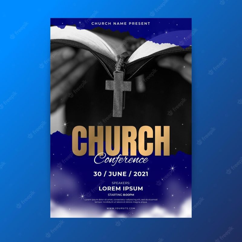 Gradient church flyer with photo Free Vector