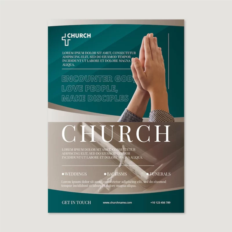 Gradient church flyer with photo Free Vector