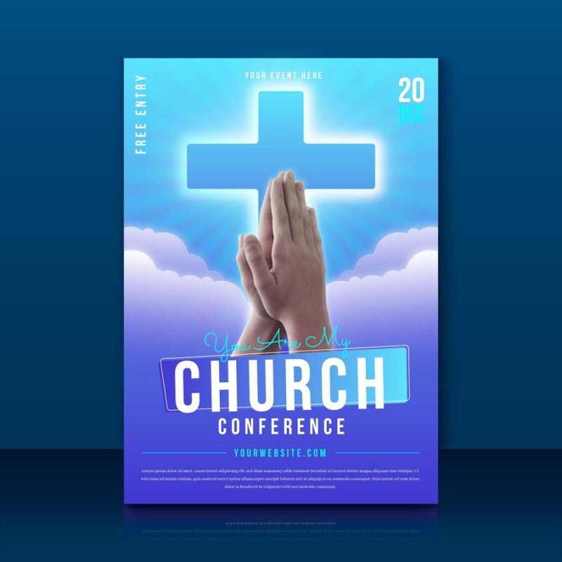 Gradient church flyer with photo Free Vector