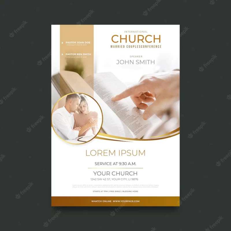 Gradient church flyer with photo Free Vector