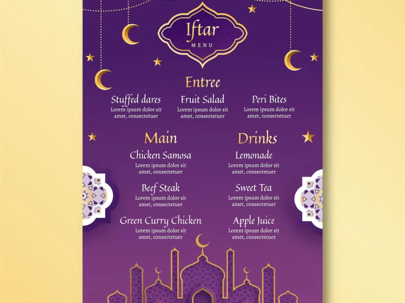 Gradient iftar vertical menu template Free Vector