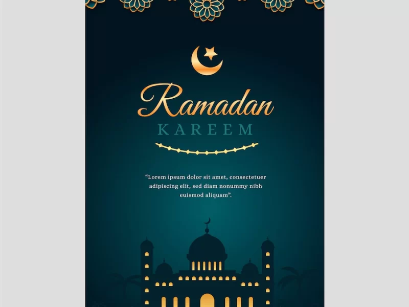 Gradient ramadan greeting card template Free Vector