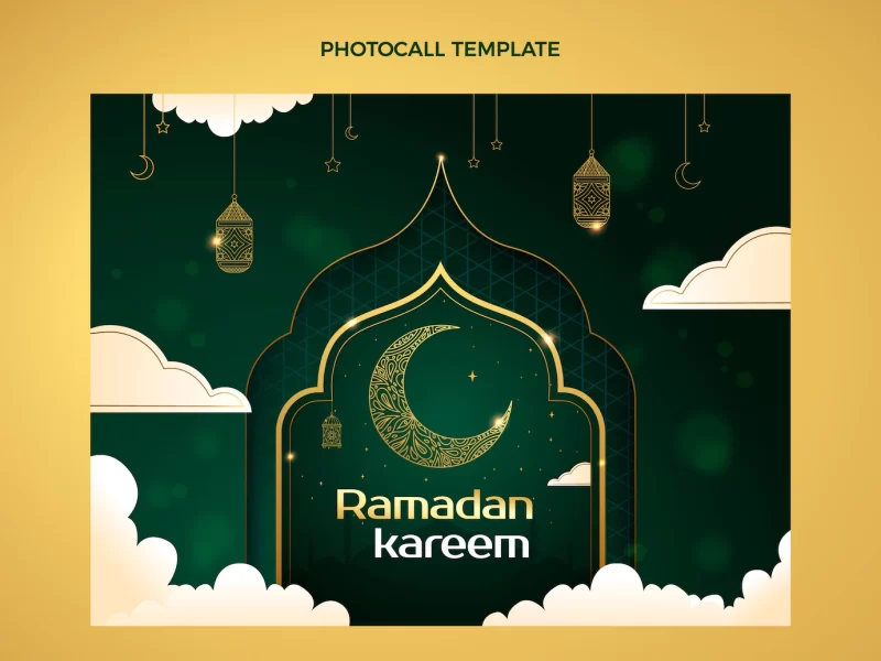 Gradient ramadan photocall template Free Vector