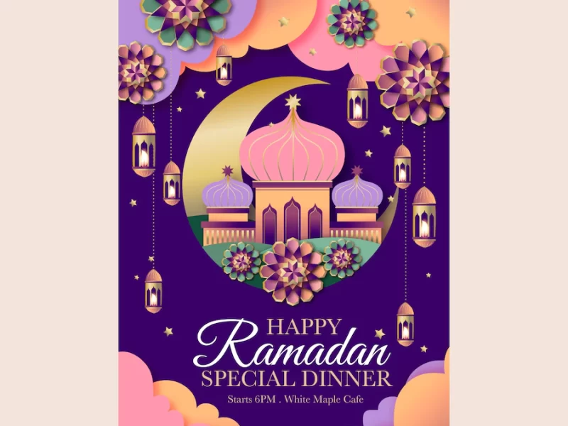 Gradient ramadan vertical poster template Free Vector