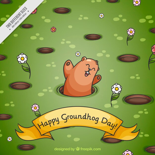 Grass Background With Happy Groundhog 23 2147595087