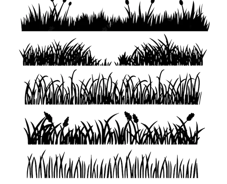 Grass border silhouette collection isolated Free Vector