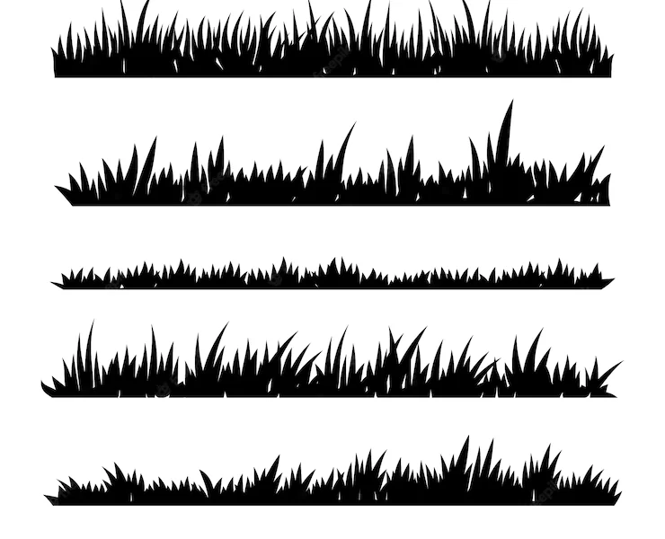 Grass border silhouette realistic design Free Vector