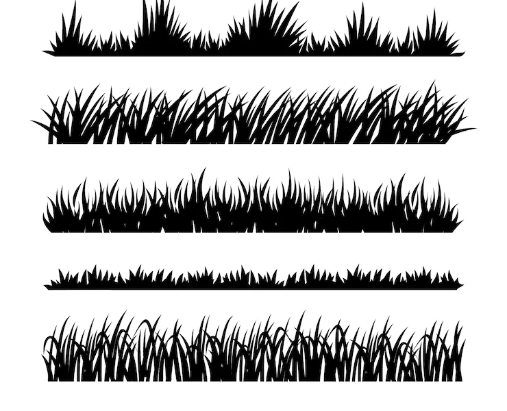 Grass border silhouette realistic design Free Vector